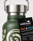 Green Kōwhaiwhai Insulated Drink Bottle