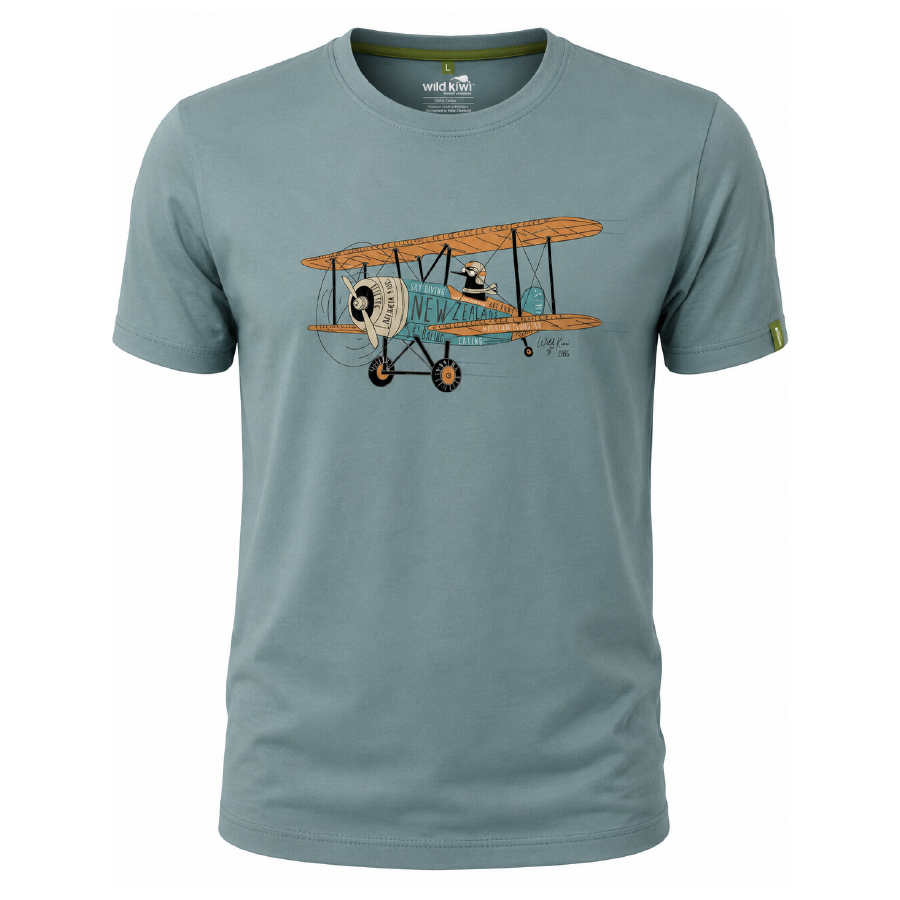 Mens New Zealand T-Shirt - Kiwi Bi-Plane