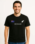 Mens New Zealand T Shirt - New Zealand Flag and Silver Fern