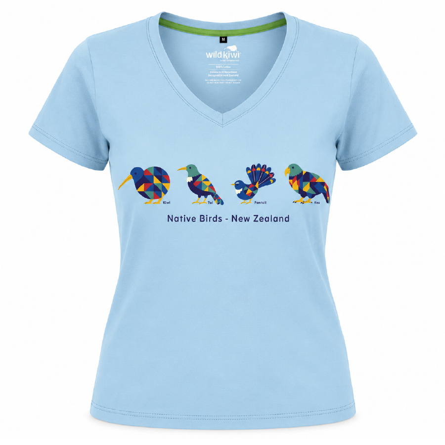 Women's New Zealand T Shirt - Native Birds