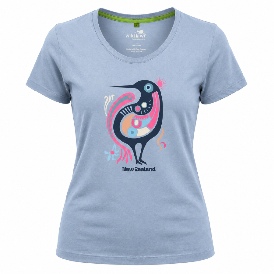 Womens New Zealand T Shirt - Embroidered Kiwi