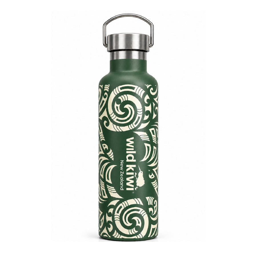 Green Kōwhaiwhai Insulated Drink Bottle