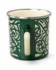 Green Kōwhaiwhai Enamel Mug