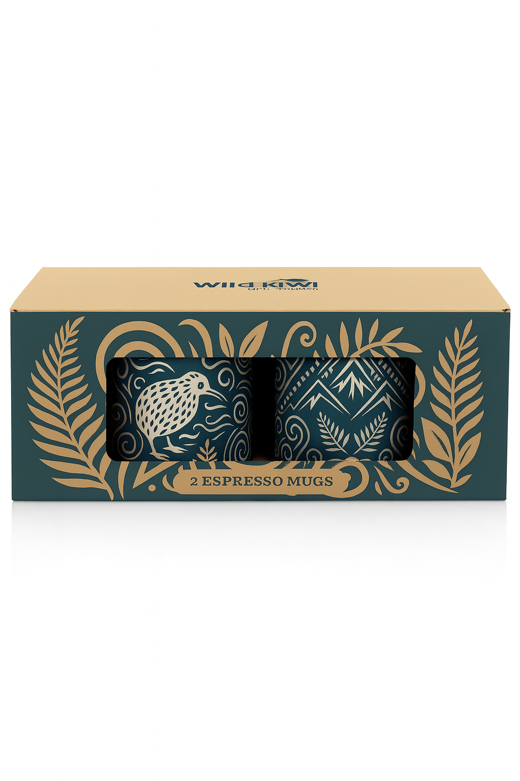 Kiwi &amp; Mountains Engraved Espresso Mug Set of 2