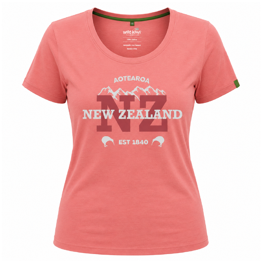 Women's New Zealand T Shirt - Embroidered NZ 1840