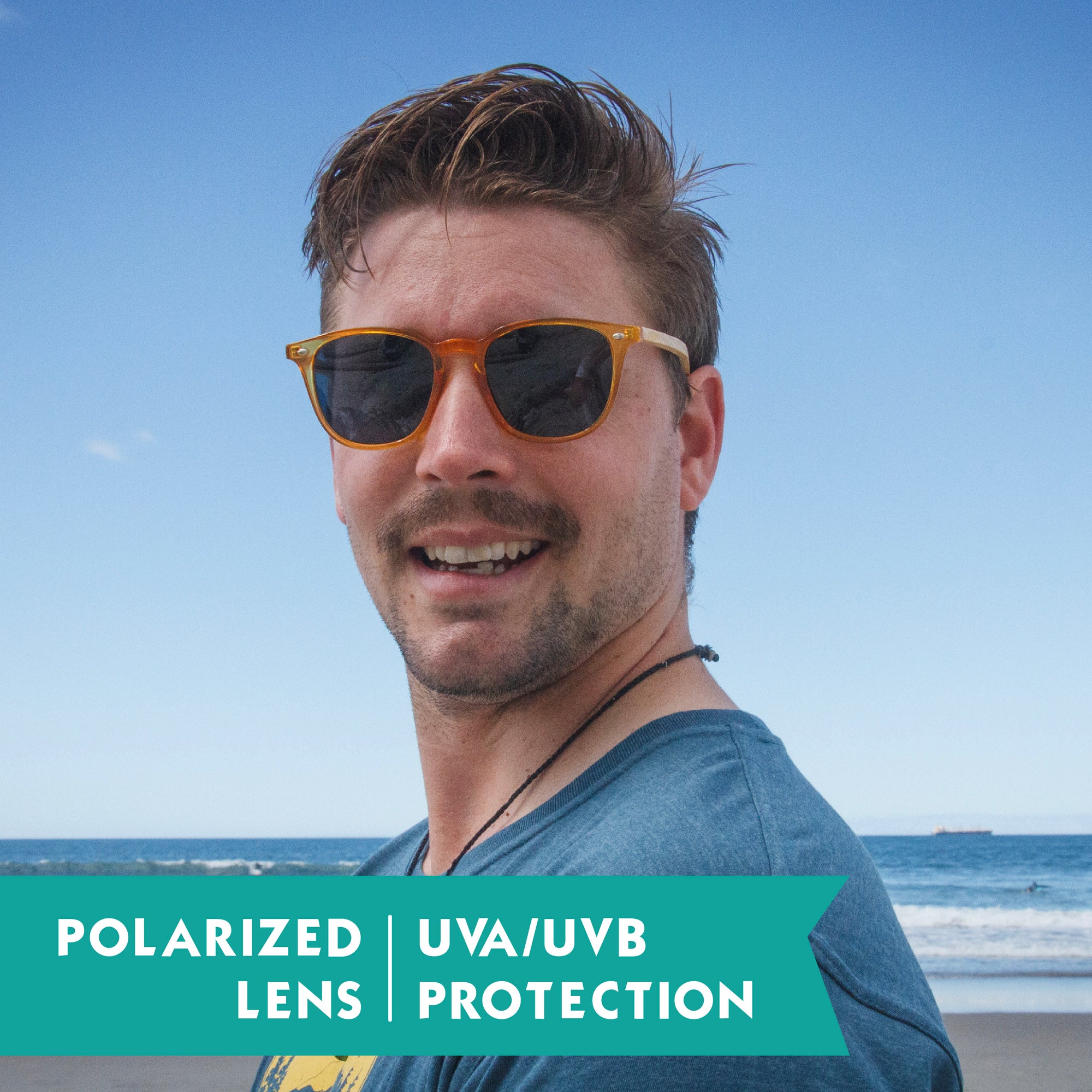 Wood Sunglasses Polarised for Men and Women - Wood Amber