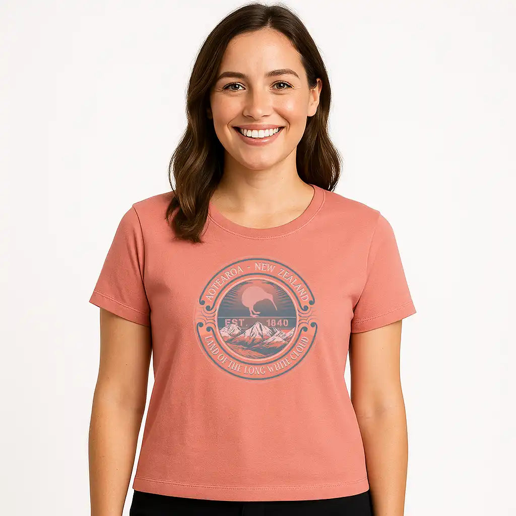 Womens New Zealand T Shirt - Kiwi Crest