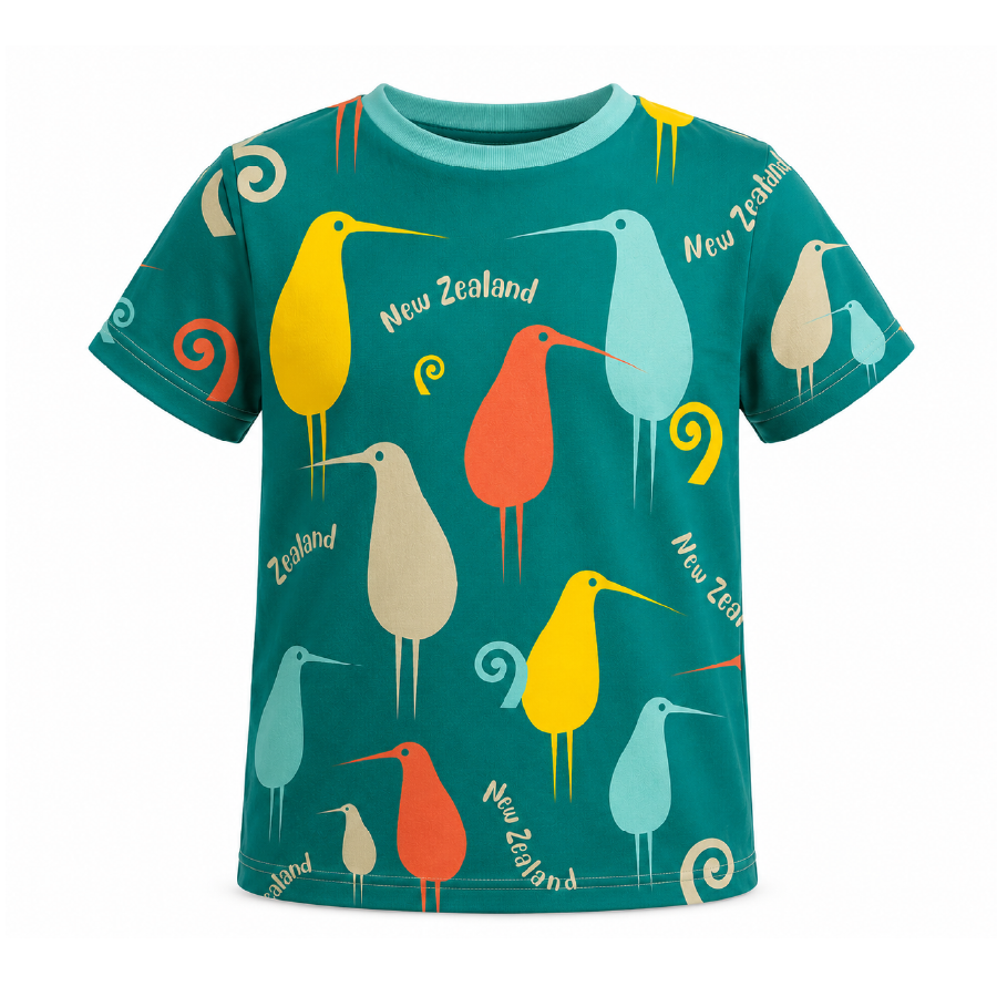 Childrens New Zealand T Shirt - Retro Kiwi