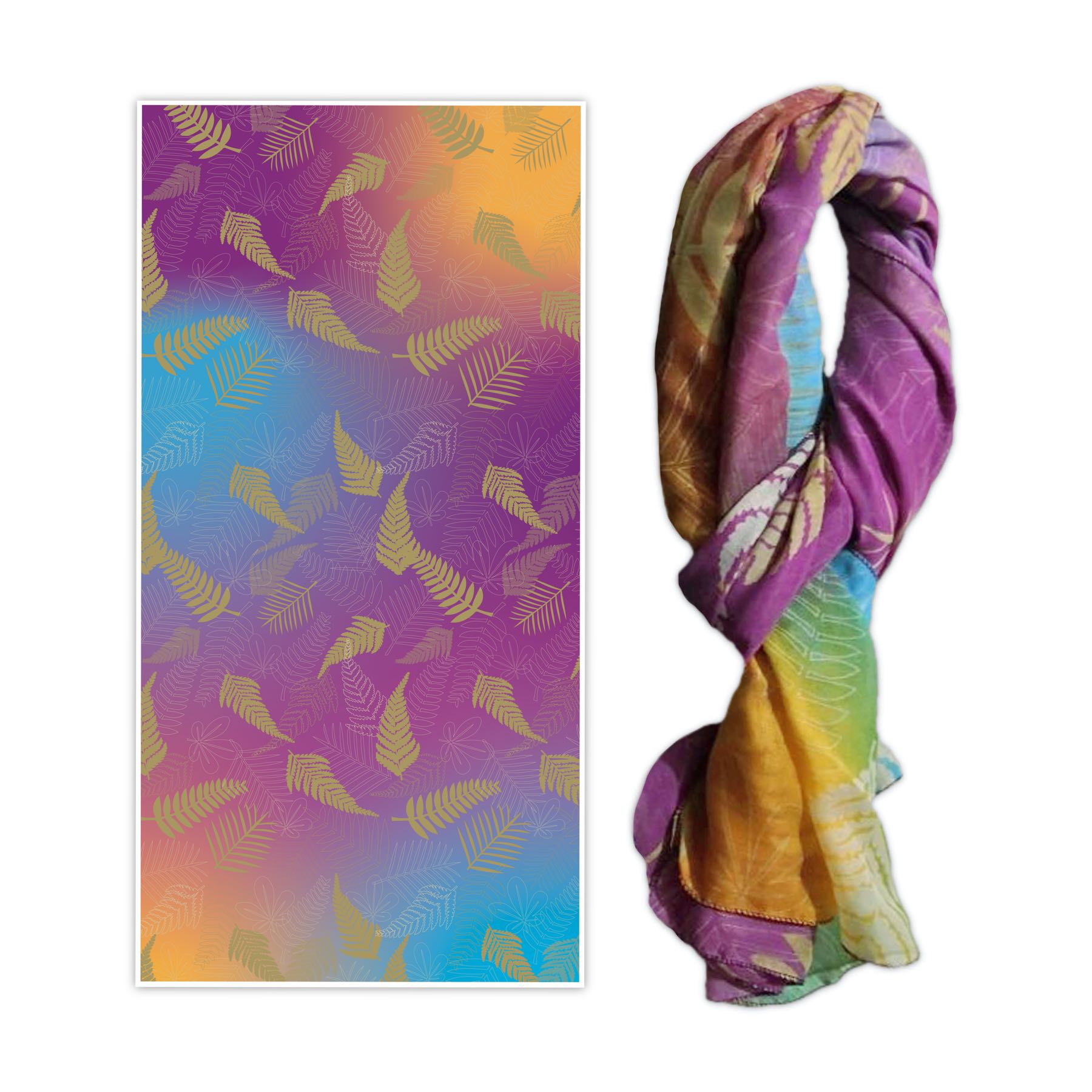 Wild Kiwi Scarf-Ferns-Lightweight and warm 