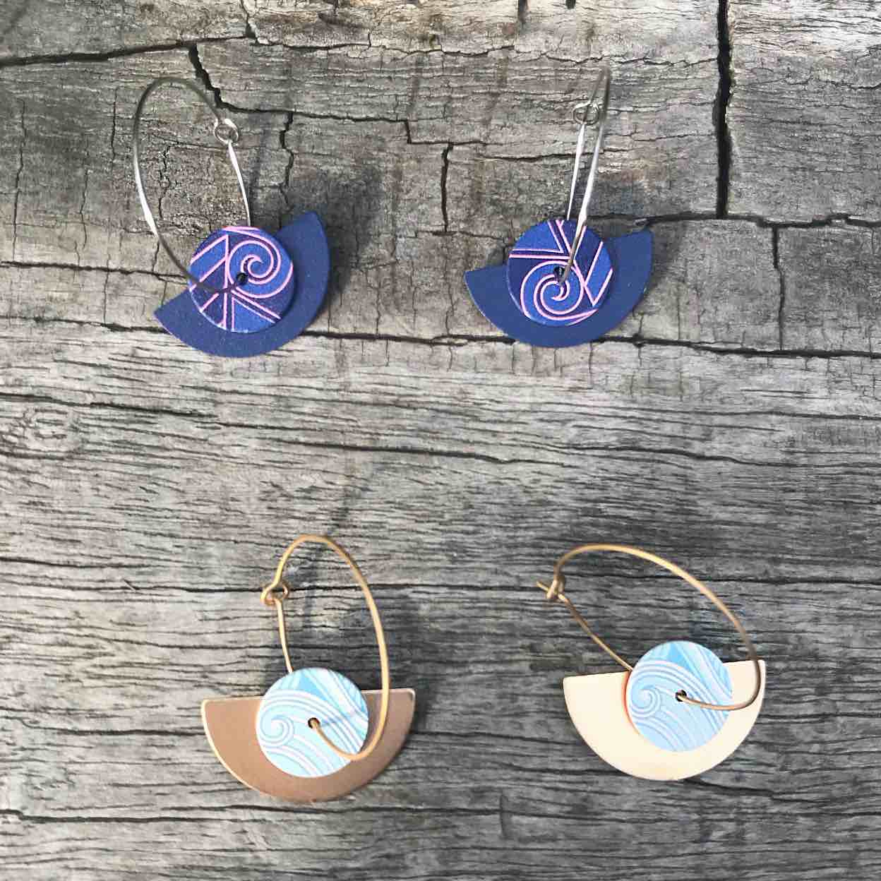 Tribal Earth Hoop Earring Set x 2-Koru-Stainless Steel
