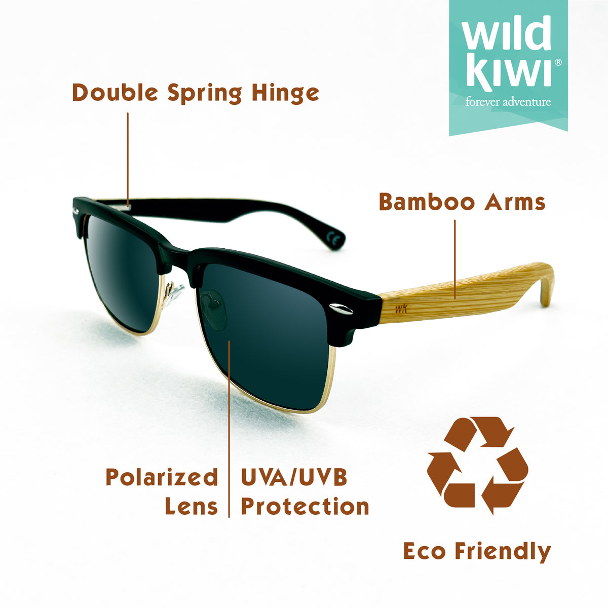 Wild Kiwi Bamboo Polarised Sunglasses for Men and Women