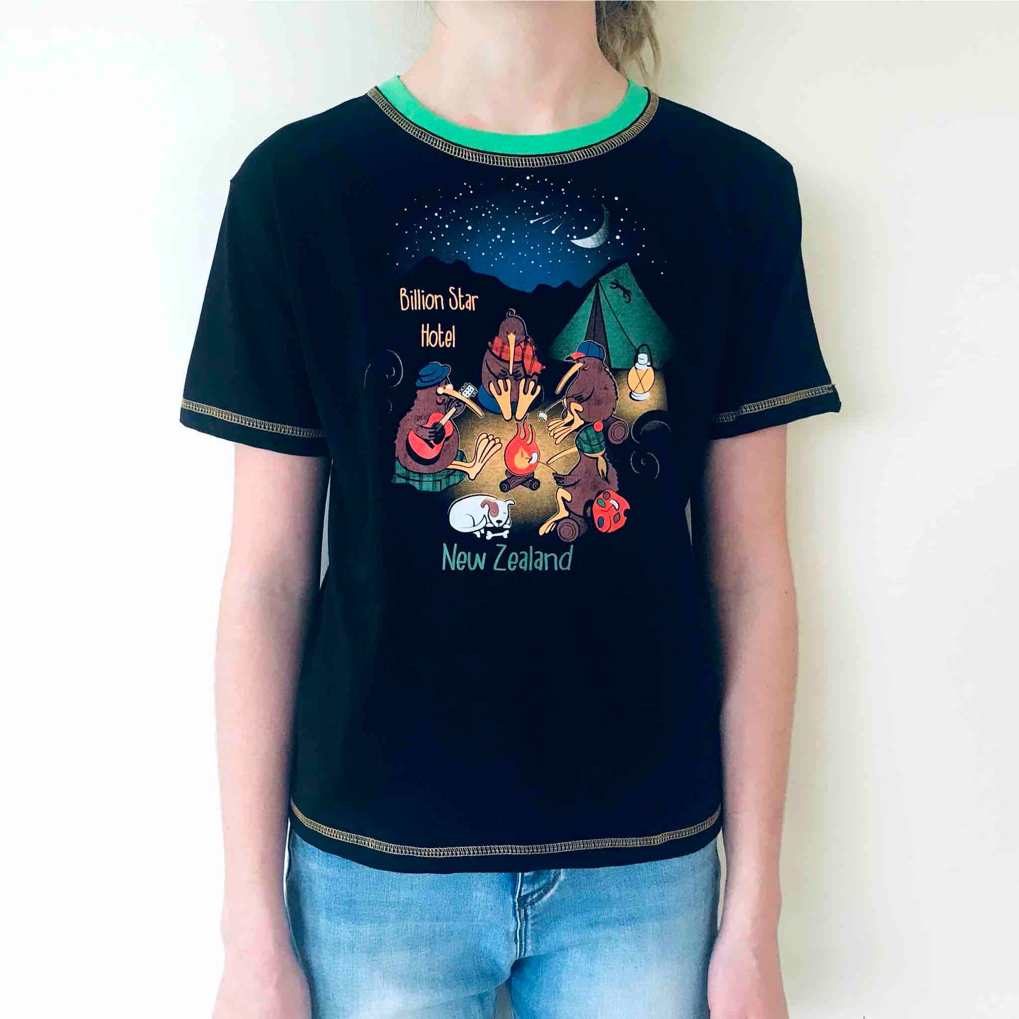 Childrens New Zealand T Shirt-Billion Star Hotel-100% Cotton