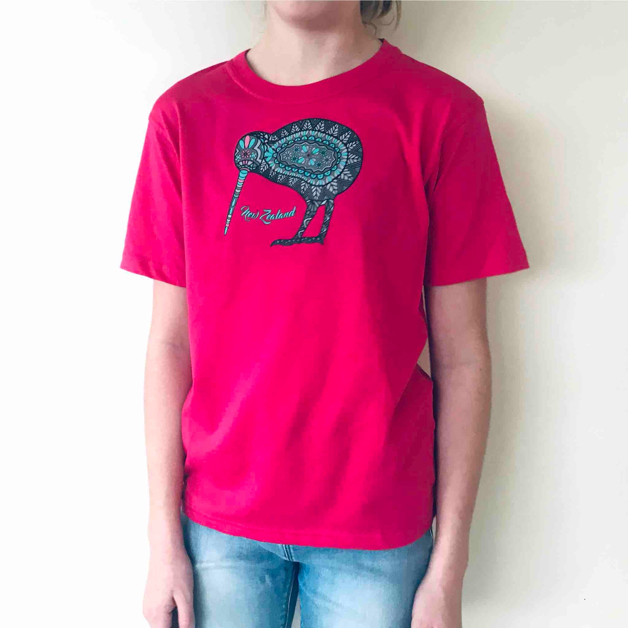 Childrens New Zealand T Shirt-Batik Kiwi-100% Cotton