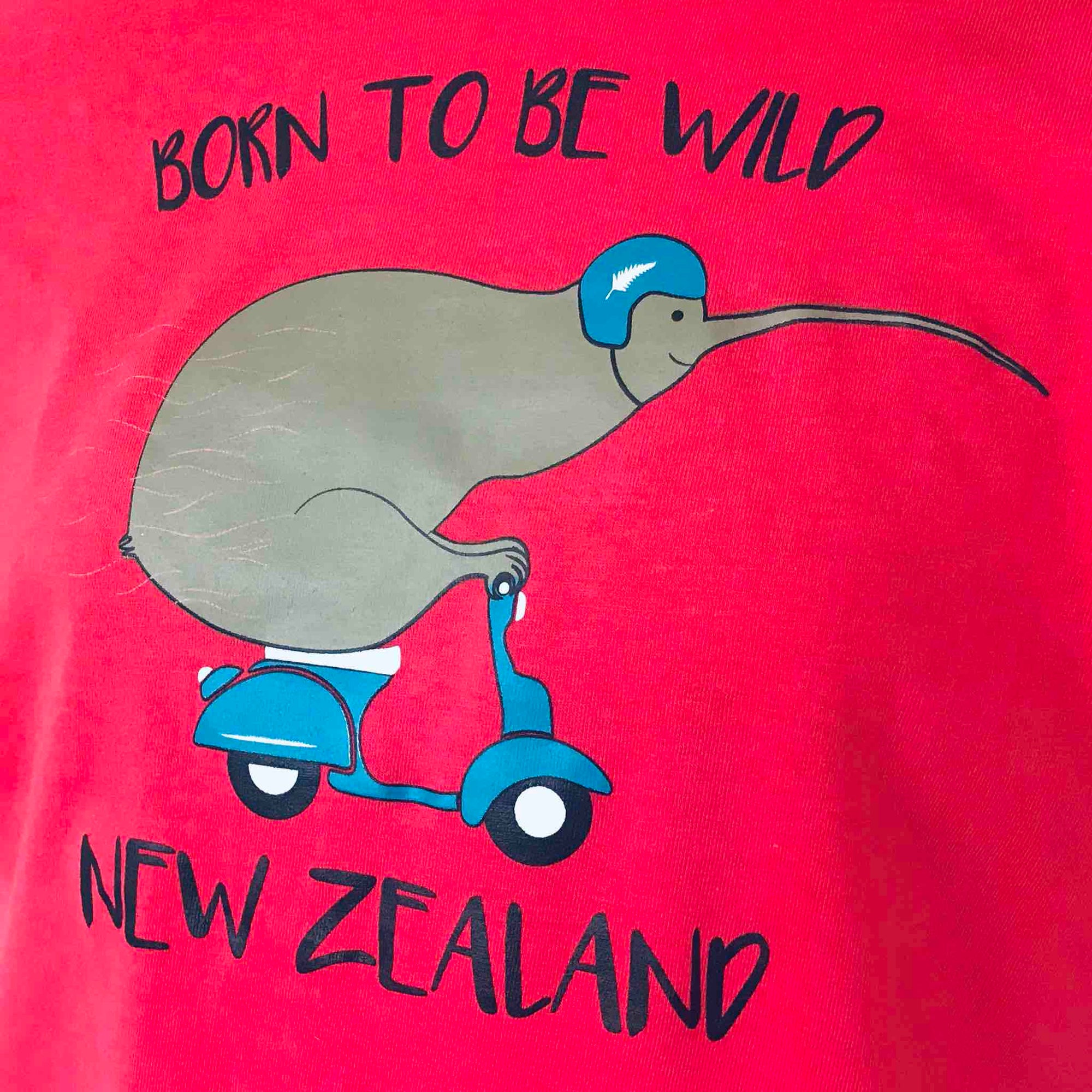 Childrens New Zealand T Shirt-Born to be Wild-100% Cotton