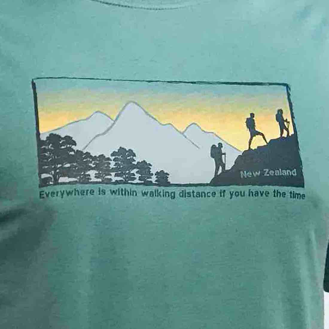 Mens New Zealand T Shirt-Mountain Hiking-100% Cotton