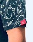 men's teal raglan sleeve new zealand t-shirt wth maori design shoulder print - kia-kaha nz