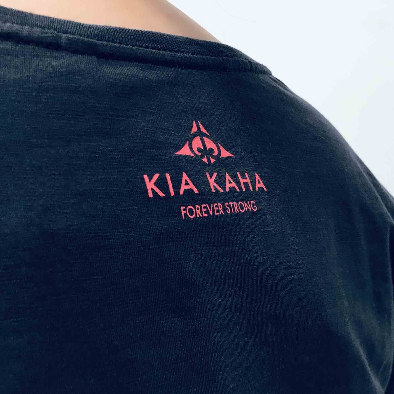 women's black new zealand t-shirt wth feather design - kia-kaha nz