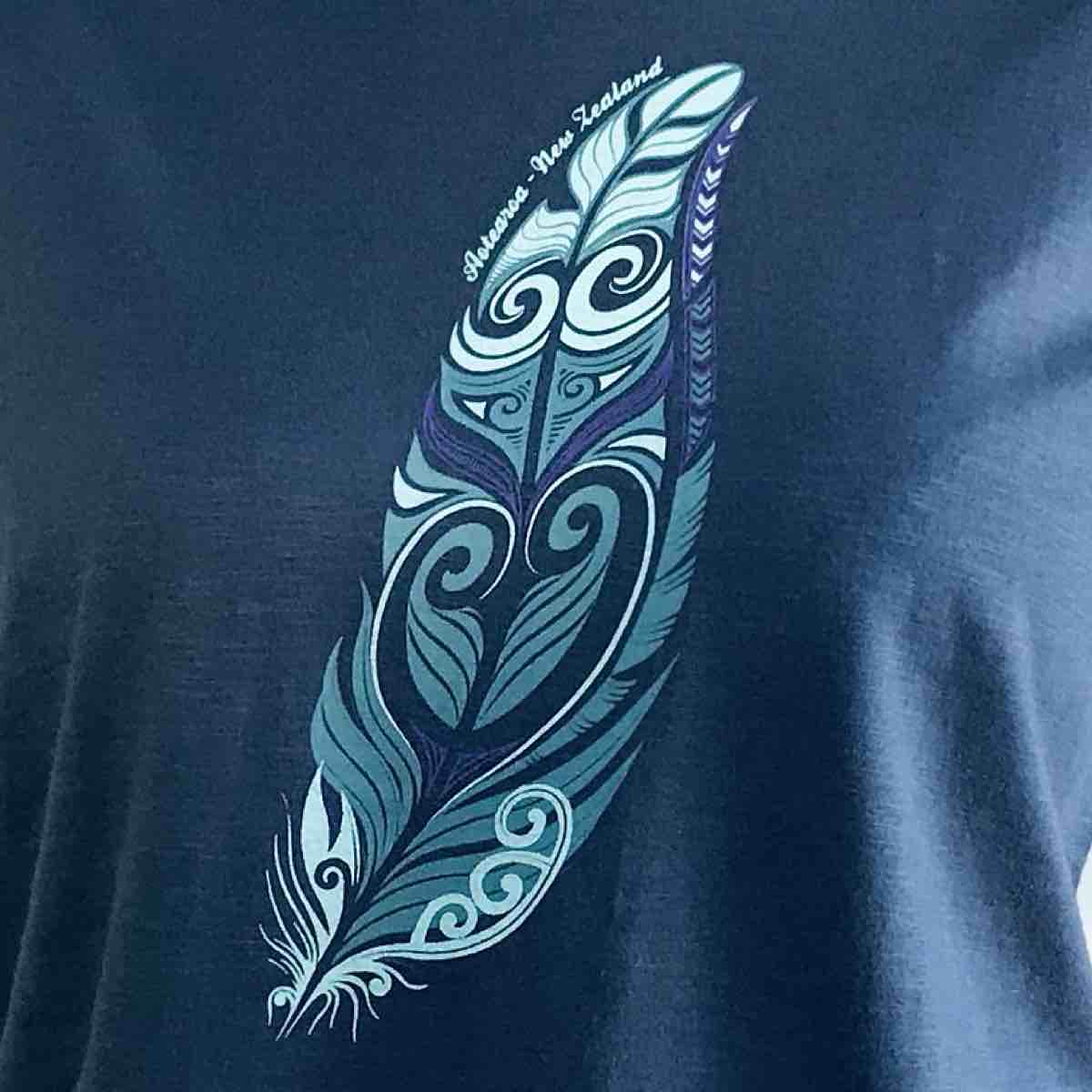 Womens New Zealand T Shirt-Feather-100% Cotton